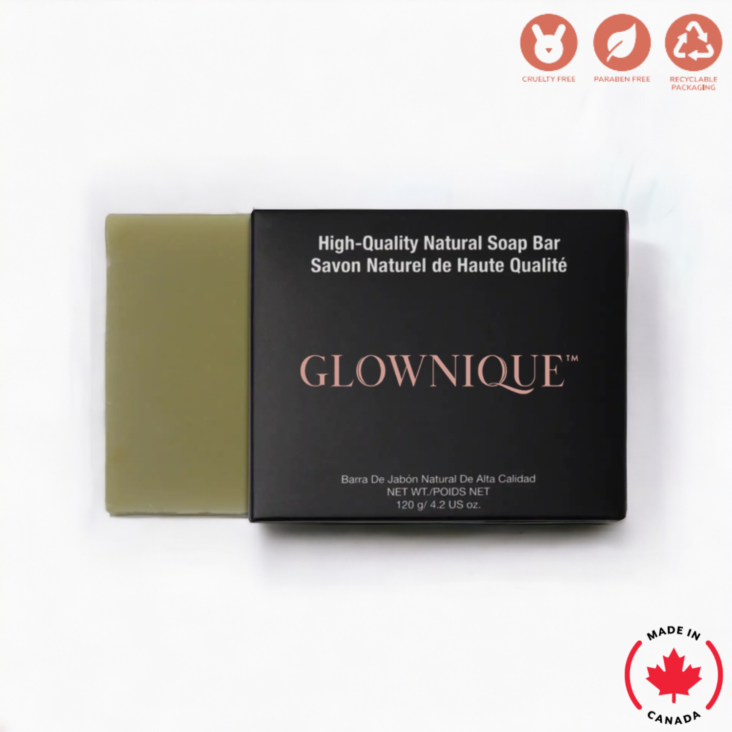 Natural Green Tea Lemongrass Calming Soap (120g) | GLOWNIQUE